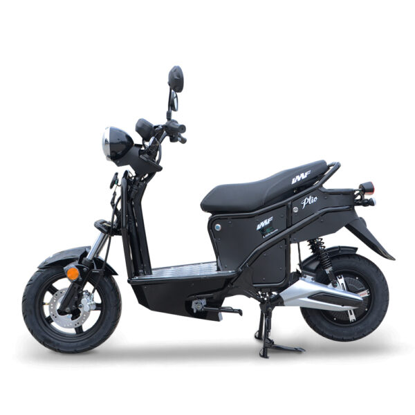 modèle E-Ptio noir de profil, scooter électrique made in France de la gamme IMF Industrie