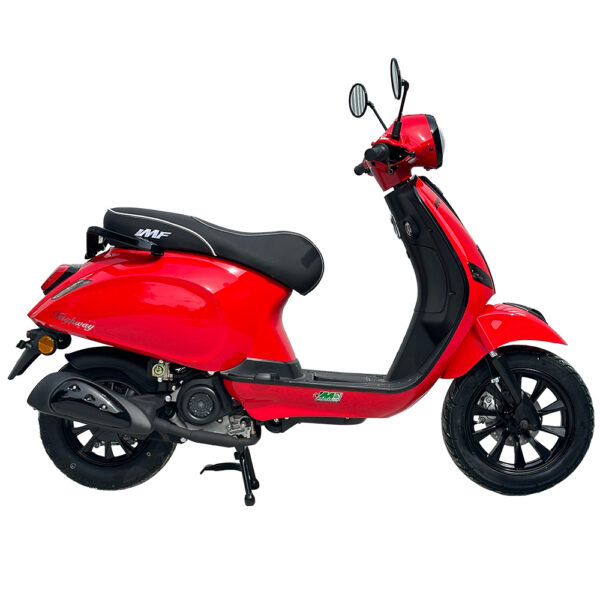 modèle Highway rouge profil, scooter thermique de la gamme IMF Industrie
