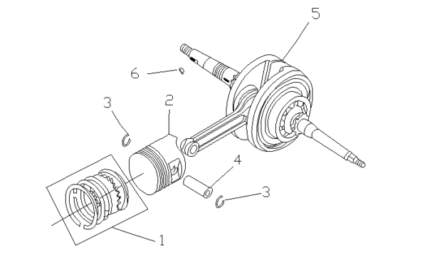 Vilebrequin et piston