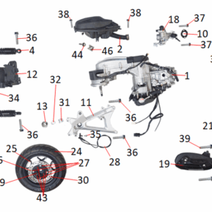 Moteur,échappement, roue arrière